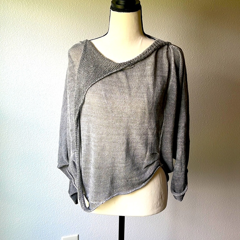 Artsy Asymmetrical Linen/Cotton Knit Top